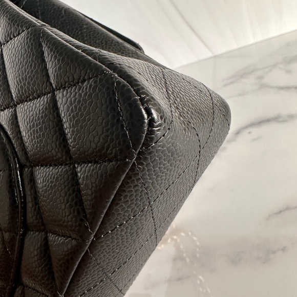 🖌Auth Chanel Classic Medium ” DOUBLE Flap Bag GHW Caviar Leather - Picture 3 of 16